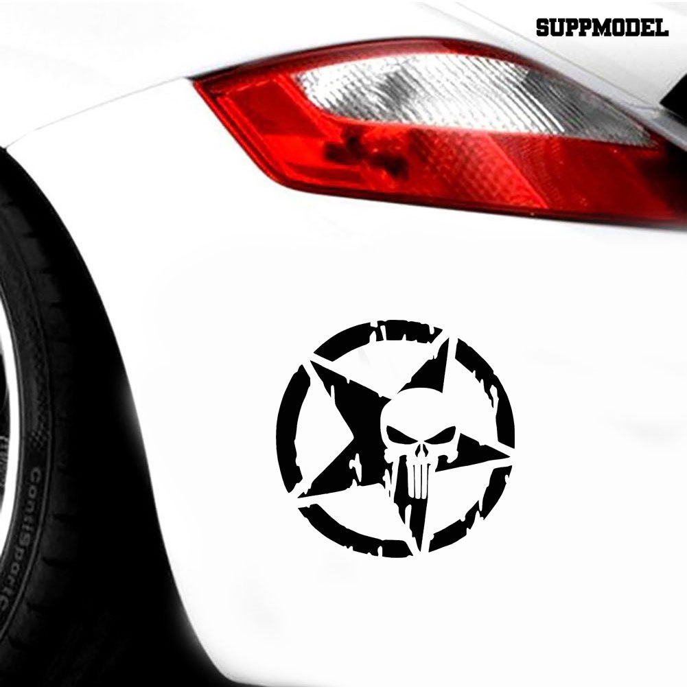 Stiker Decal Motif Tengkorak Punisher Pentagram Untuk Dekorasi Bodyjendela Mobil