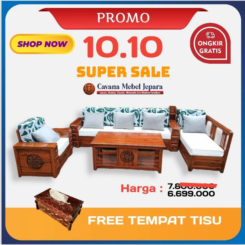 kursi tamu minimalis sofa kayu jati jepara