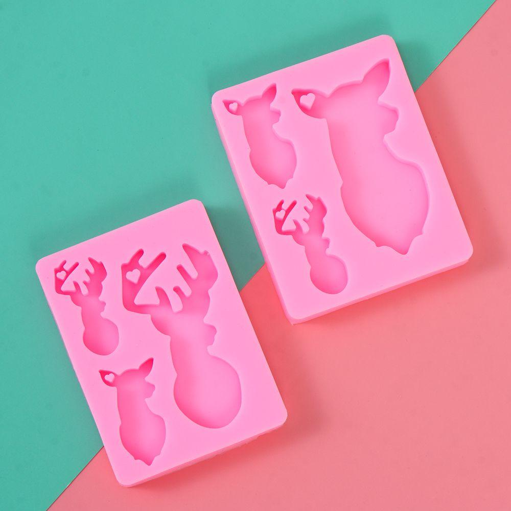 Lanfy Cetakan Silikon Gantungan Kunci Rusa Liontin Resin Ornamen Resin Kerajinan Tangan Casting Mold