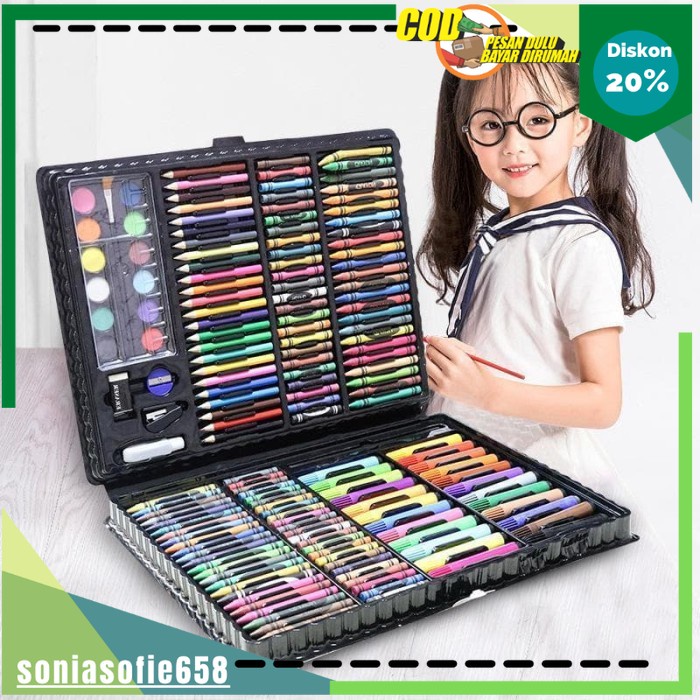 

[COD AKTIF] box pensil warna lengkap 168 piece - Hitam