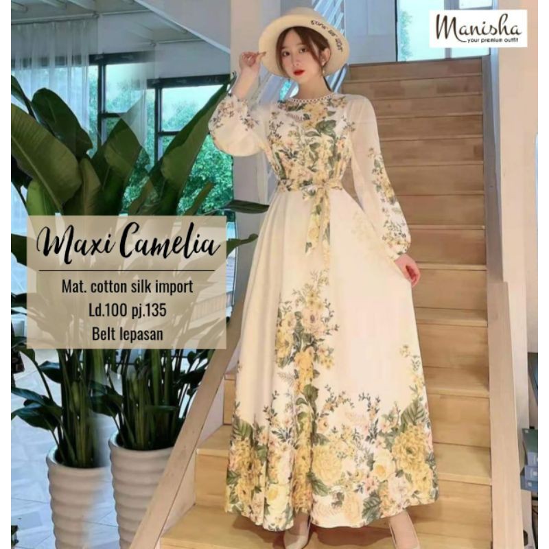 Adelia Audrey Davinci Raiya Maxy Dress Wanita Kekinian Katun Silk Premium Print Batik LD 100 / Baju 