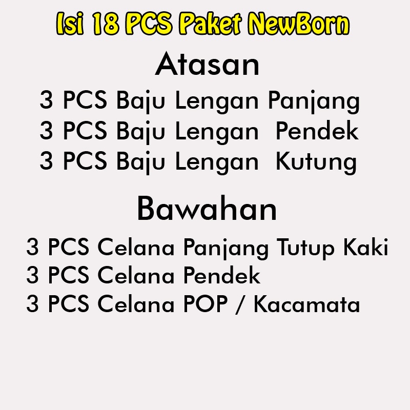 Kwalitas Premium 18 PCS Paket Lahiran Perlengkapan Lahiran Celana Bayi Baju Bayi Baru Lahir Almeera