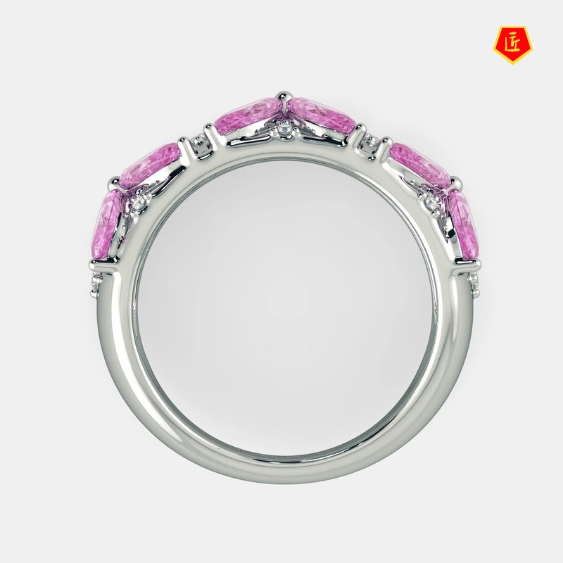 [Ready Stock]Simple Personality Pink Diamond Jasmine Flower Ring