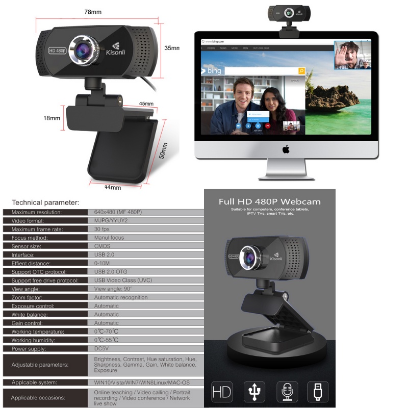 XOBOX - Kamera PC HD 2.0 USB Video Call Siaran Rapat Webcam Hidup PC-5