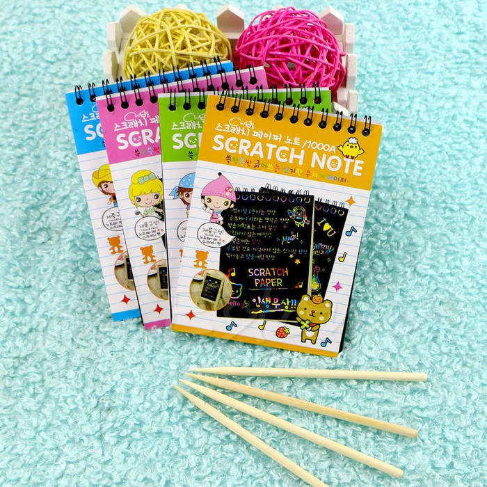 

RAINBOW SCRATCH NOTE + WOODEN STICK (FREE) Buku Tuis Sketsa Gambar