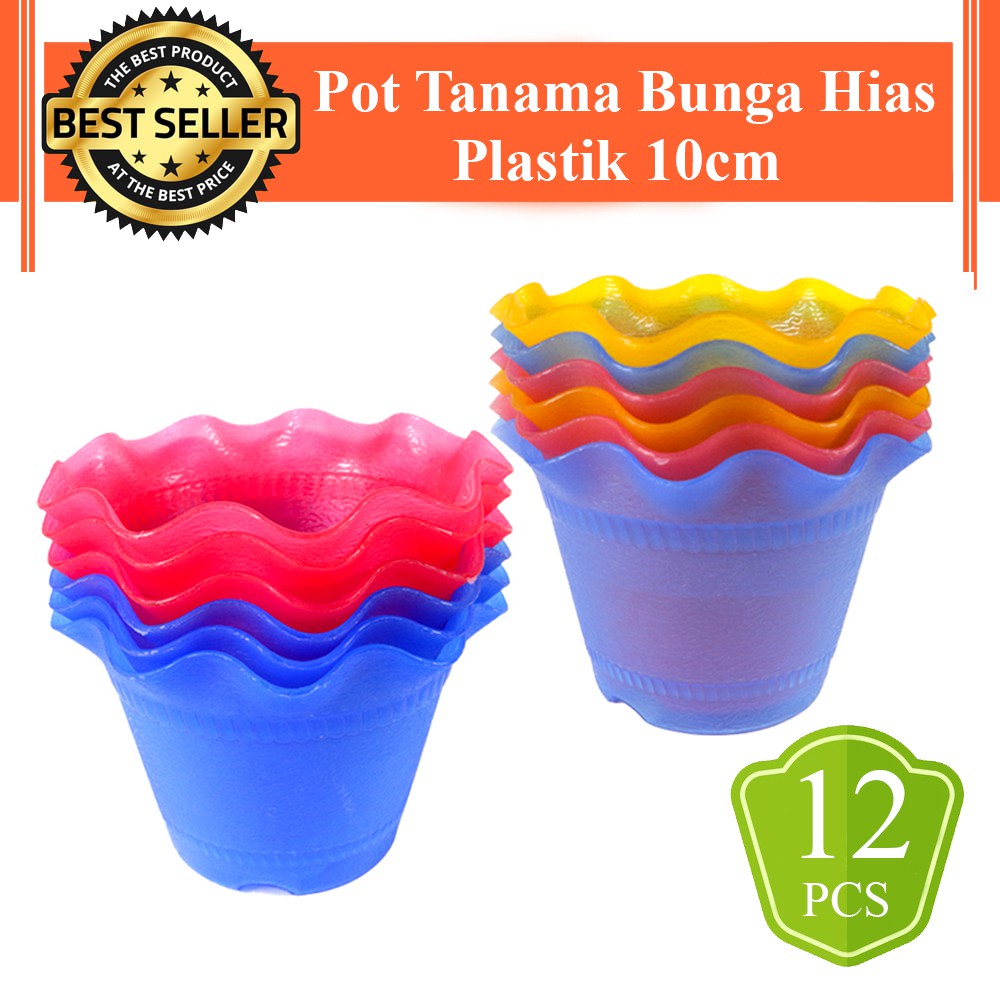 12 pcs Mercury Pot Tanama Bunga Hias Plastik 10cm - Random Colour