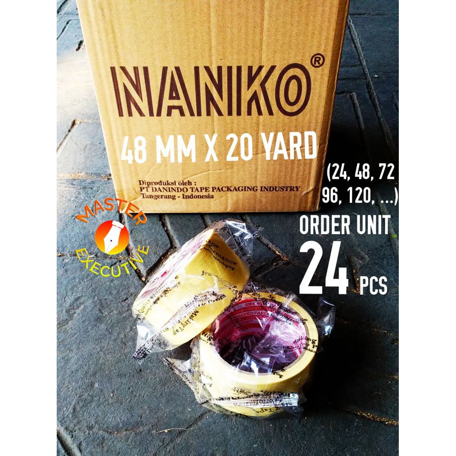 [Dus - 24 Roll] Nanko Paper Tape 48 mm x 20 Y / Masking / Solasi / Lakban Kertas 2 Inc