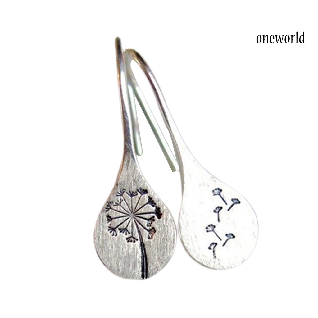 OW# Retro Simple Dandelion Silver-plated Ladies Fashion Earrings Jewelry Accessory