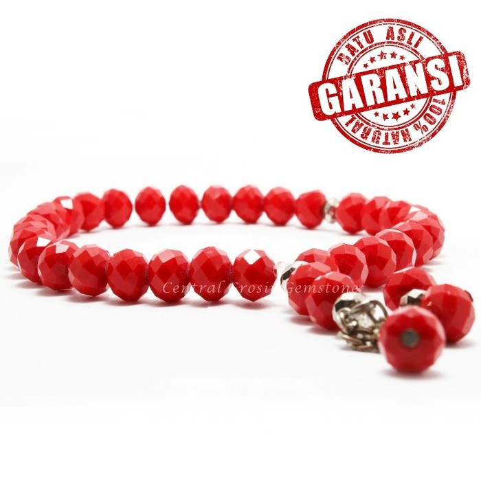 TASBIH BATU RED MARJAN 33 BUTIR ORIGINAL MODEL CUTTING TASBIH 33