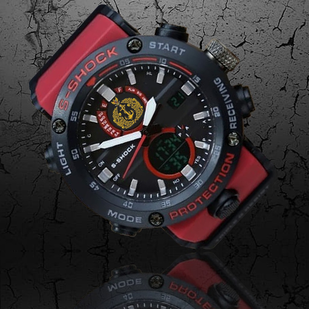 (EXCLUSIVE) Jam Tangan TNI - AL motif 1 Double Time - Tali Merah