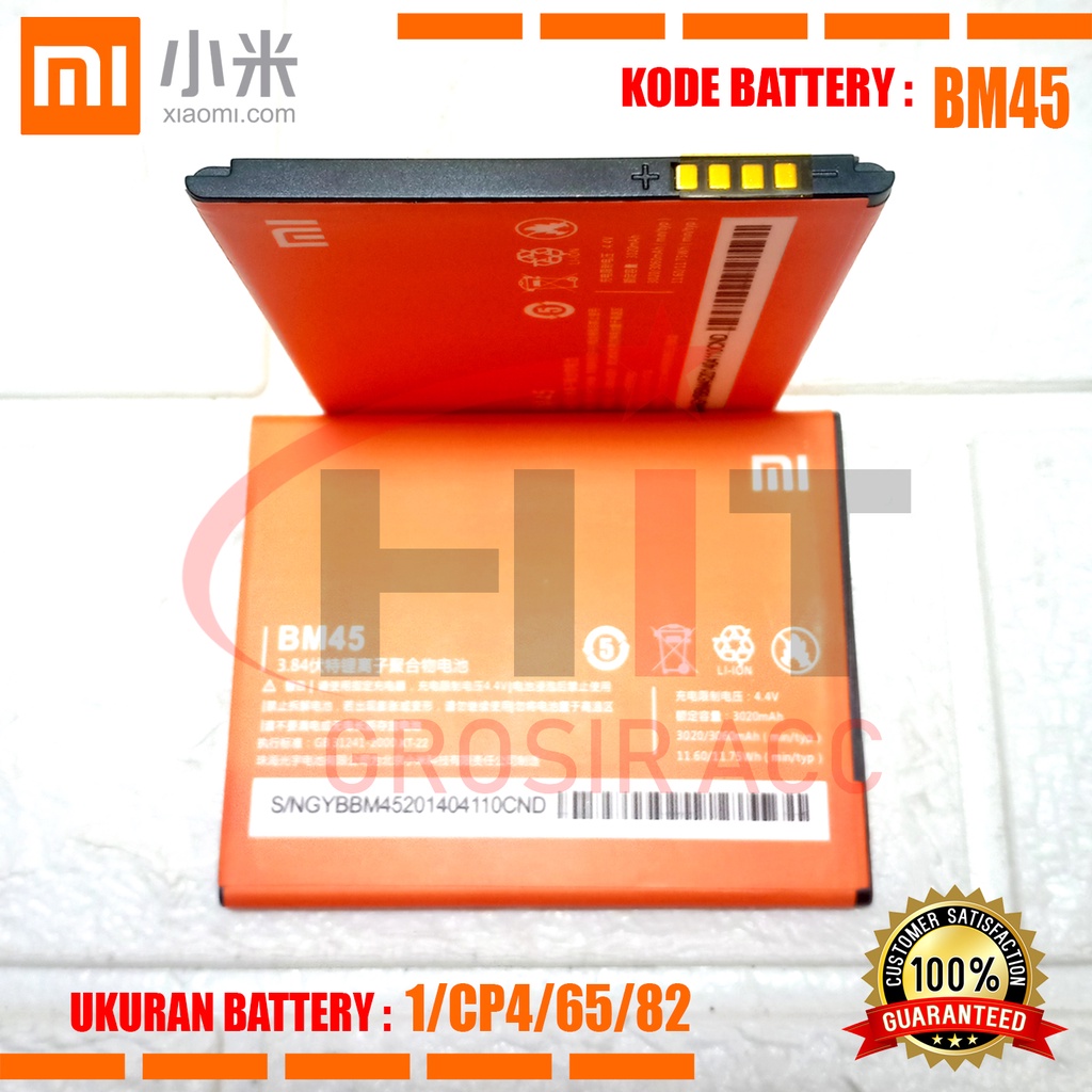 Baterai Battery Xiaomi Redmi Note 2 Baterai Kode BM45