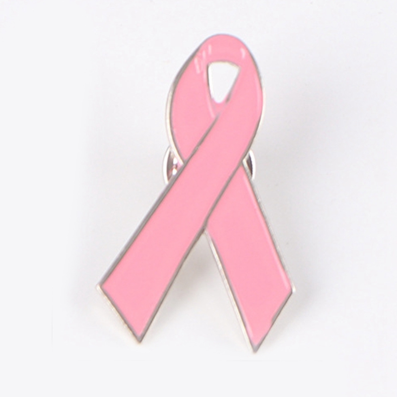 Bros Bentuk Pita Kesadaran Kanker Payudara Warna Silver / Gold