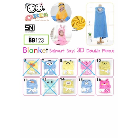 Harga Selimut bayi topi Caracter/Blanket/Selimut impor