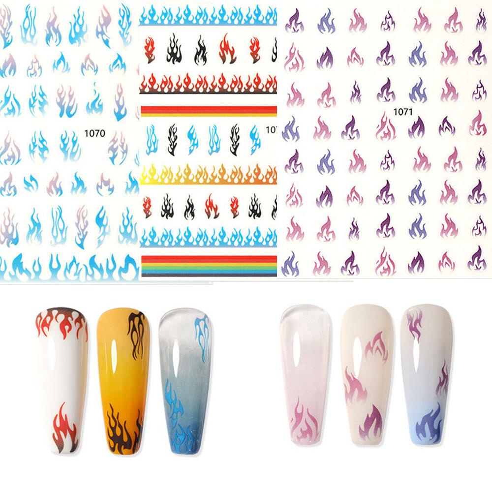 AUGUSTINA Agustina Stiker Nail Art 3D Colorful Charm Flame Stiker Motif