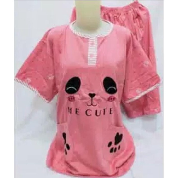 Baju tidur wanita Tessa 3/4 Jumbo XXL