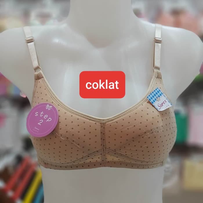 BH Sport Sorex Young Y2304 Polkadot Sport Bra Remaja | Step 2 Y 2304 Bintik Busa Tipis Tanpa Kawat Kait 2 | Open