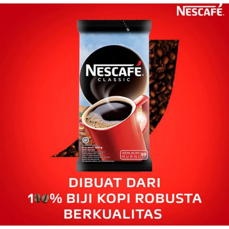 

NESCAFE CLASSIC Kopi Instan Kopi Hitam Sachet Bag 100gr