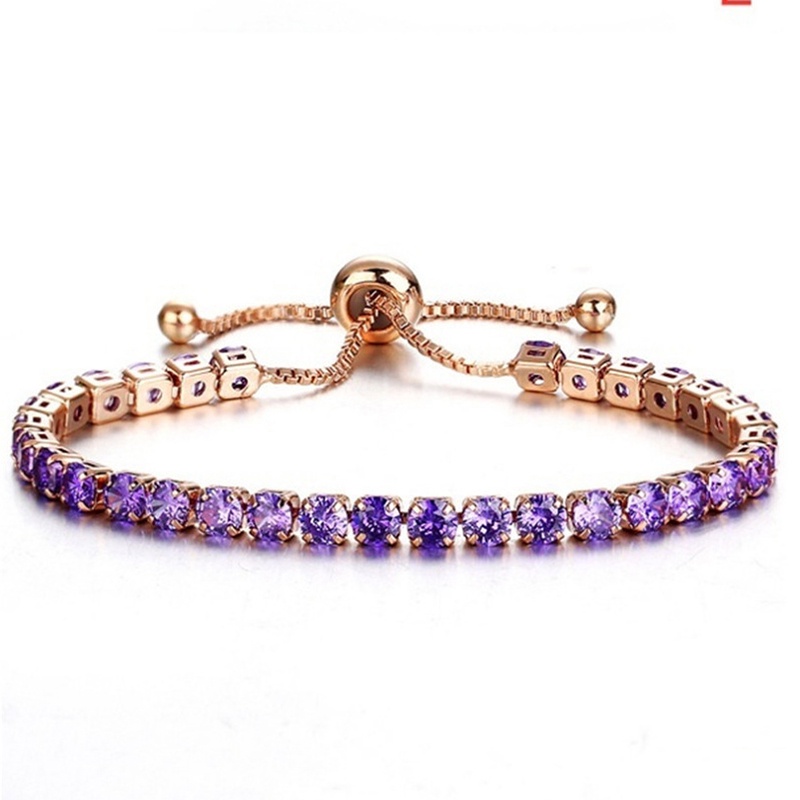 Gelang Kristal Zirkon Mikro Inlaid Campuran Gaya Simple Dapat Disesuaikan Untuk Hadiah Ulang Tahun Hari Valentine