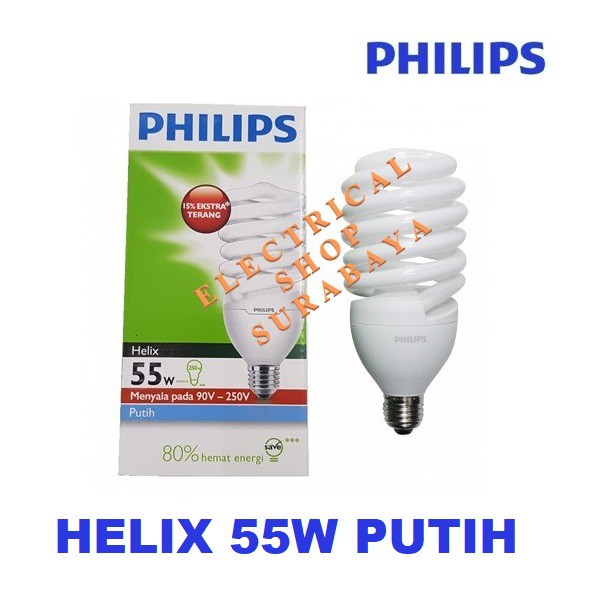 PHILIPS LAMPU HELIX 55W 55 WATT PUTIH - HARGA GROSIR &amp; GARANSI - TORNADO SPIRAL PROMO PENGGANTI 52W