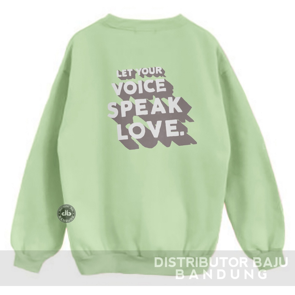 Sweater Voice Love | Korean Style Sweatshirt | Pakaian Wanita Dan Pria | Bahan Fleece | Allsize