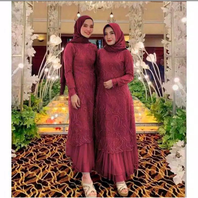 MAXI GERALDINE BRUKAT TILE / GAMIS BRUKAT TILE RUBY MUTIARA / GAMIST BRUKAT KONDANGAN / BRUKAT TULAN