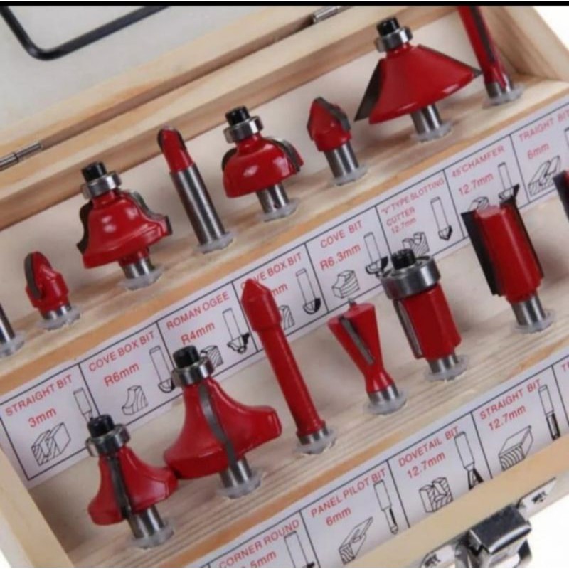 ROUTER BIT SET 12PCS/MATA BOR TRIMER/MATA PROFIL KAYU SET 12PCS