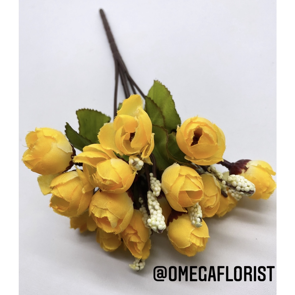 Bunga Kuncup Mini Artificial Bunga Artificial/Bunga Plastik/Bunga Dekorasi/Dekorasi Rumah/ Hiasan-Kuning