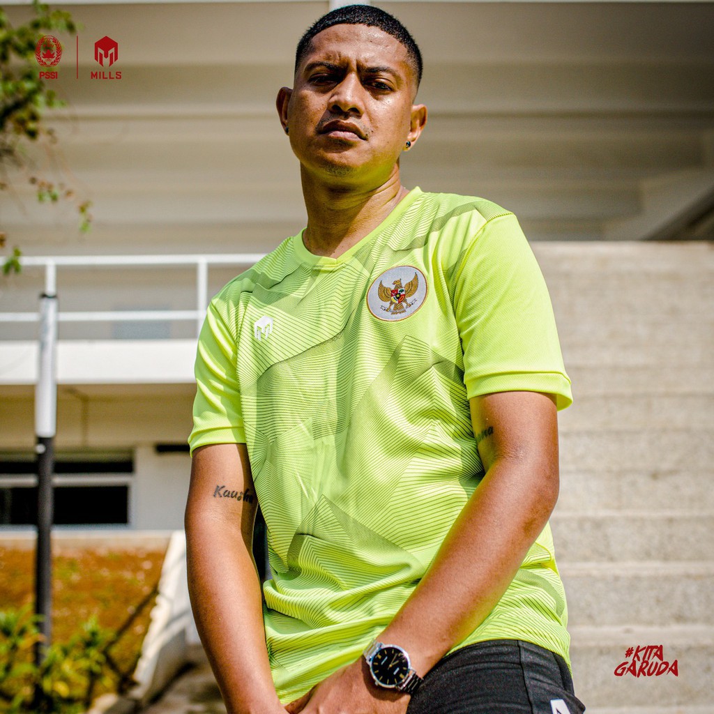 JERSEY TIMNAS INDONESIA 2020 MILLS 1013GR BAJU LATIHAN TIMNAS TRAINING JERSEY TIMNAS FLO YELLOW