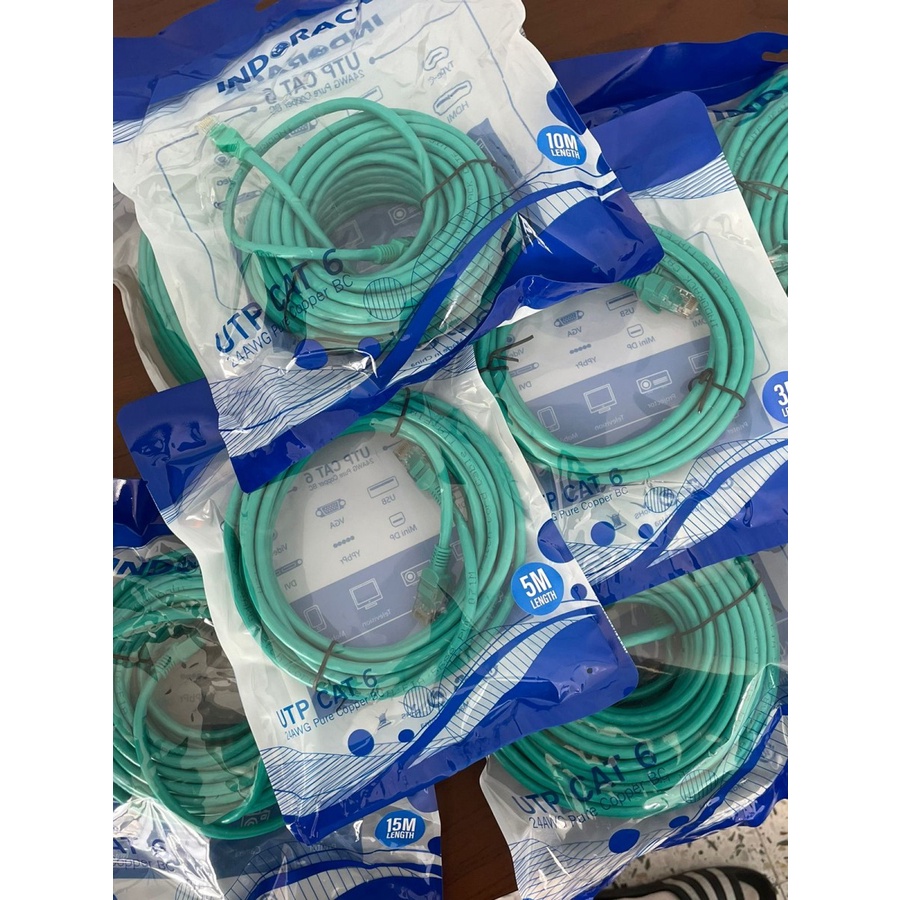 INDORACK PATCH CORD UTP CAT 6 - KABEL LAN CAT6 50 METER HIJAU