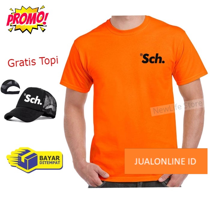 Beli Baju Gratis Topi - Kaos Distro Sch. Hitam Premium Pria Wanita Lengan Pendek