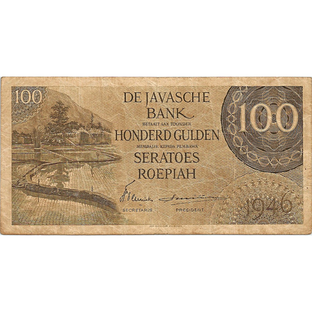 (LANGKA) Uang Kuno Indonesia 1946 (Federal) 100 Rupiah (Gulden)