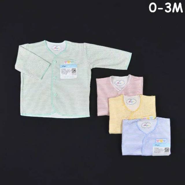 MIYO 1 Pcs Baju Lengan Panjang Bayi/Baby Salur (0-3M / 3-6M)| Baju Bayi / Perlengkapan Bayi Baru Lahir