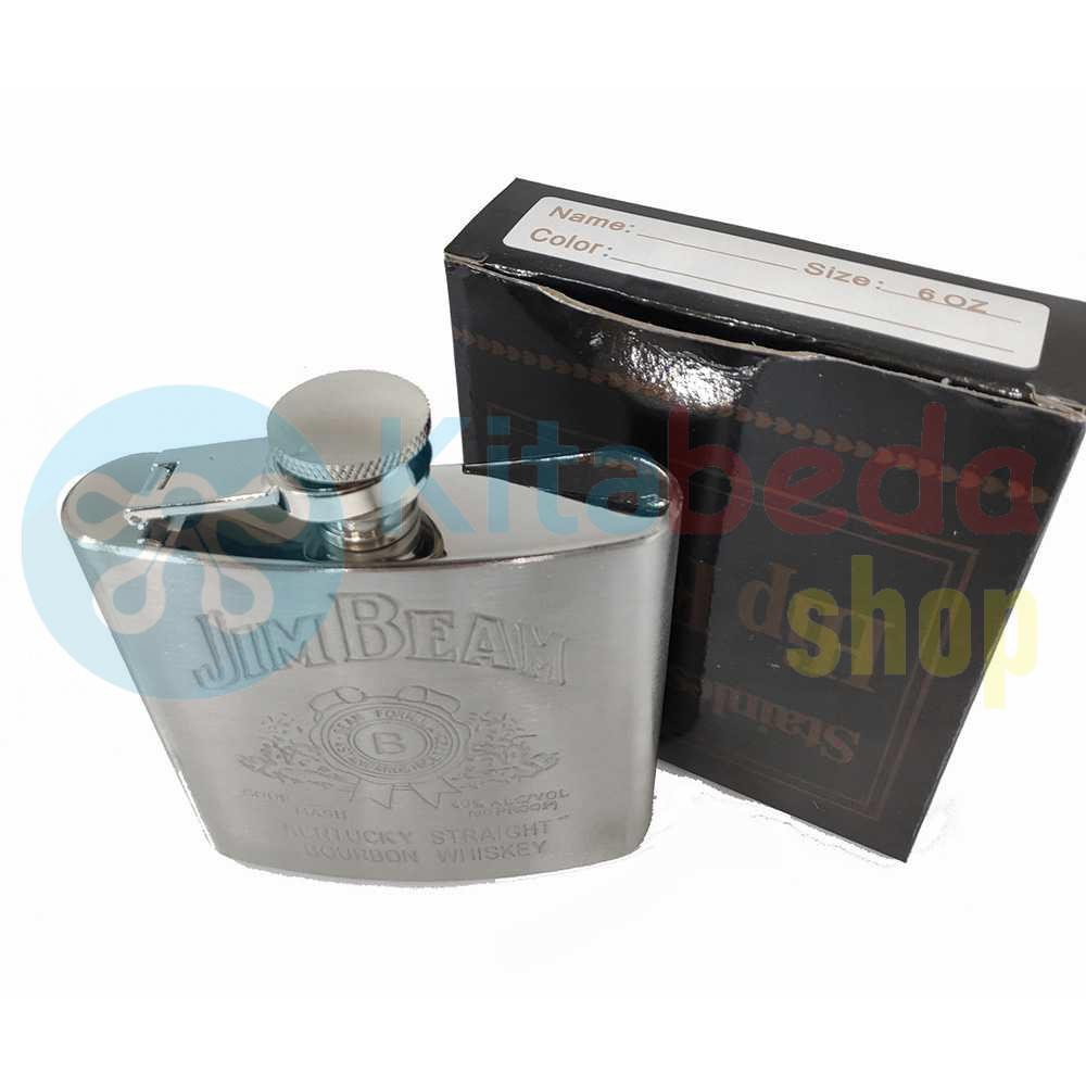 Botol Minum Wine Wisky Vodka Gepeng Stainless Steel KB1414 [Silver]