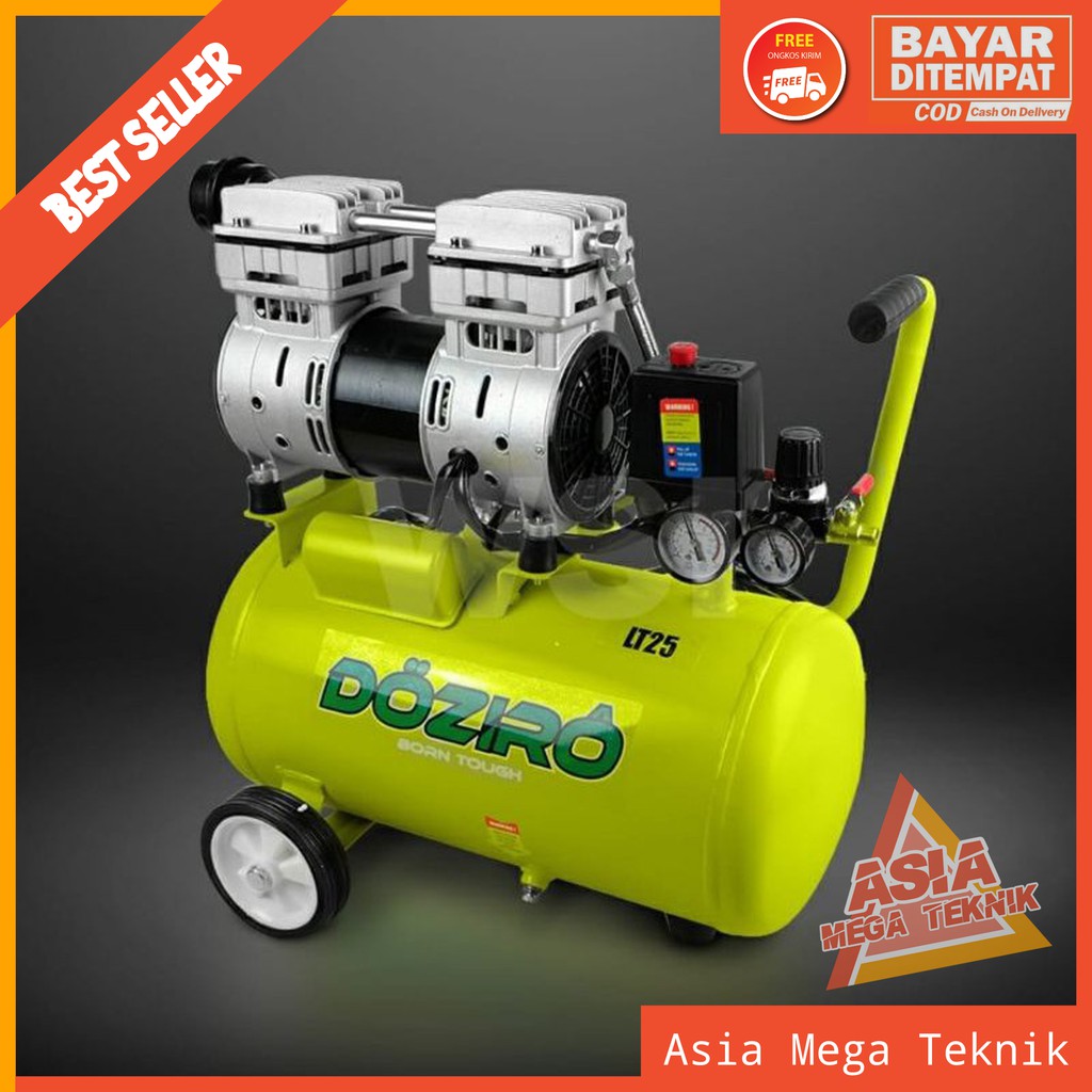 DOZIRO kompresor 25 liter silent oilles ZAC 1025 1HP tank 25L 750watt sangat cocok untk perbengkelan