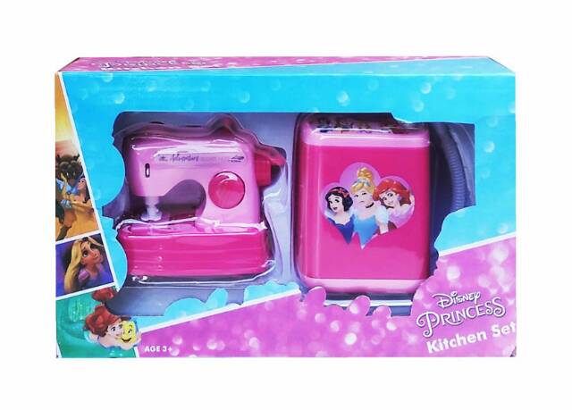 DISNEY PRINCESS HOUSEHOLD BLENDER COFFE MAKER SEWING CLEANING SET