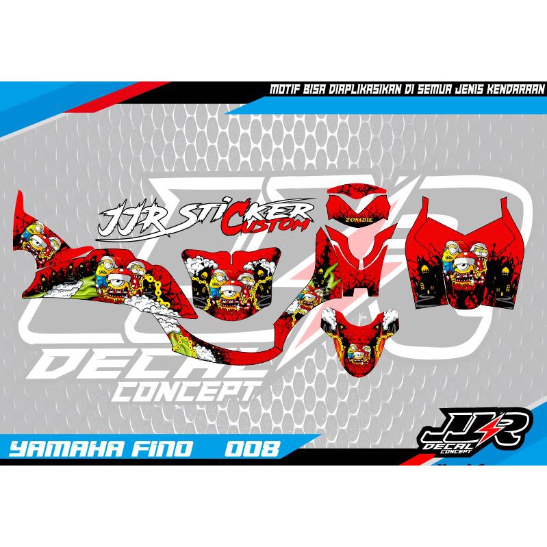 Decal Sticker Yamaha Fino Full Body Motif Minion Zombie