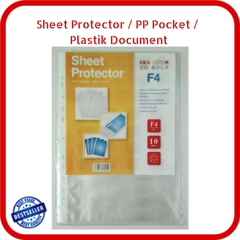 

PP Pocket-Sheet Protector-PP Plastik-Plastik Dokumen F4 isi 10lembar