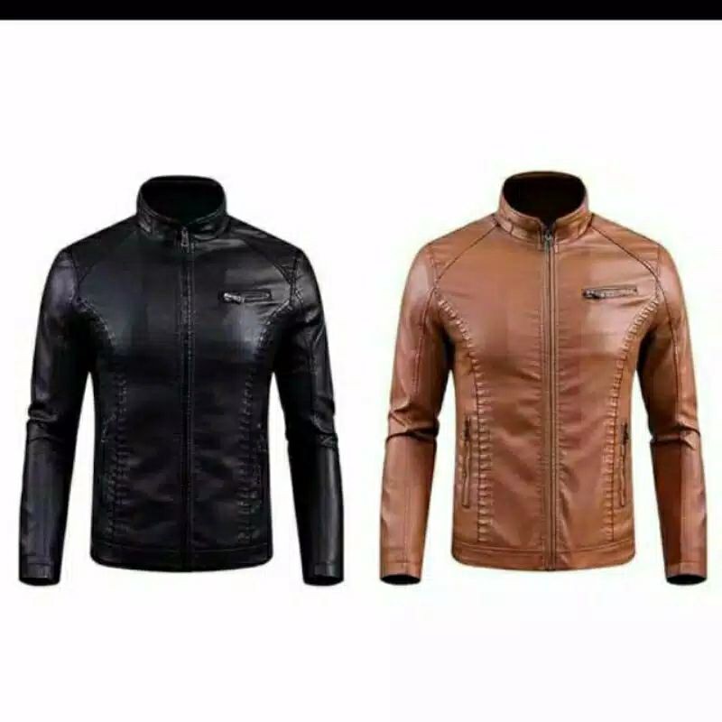 PREMIUM Jaket Kulit Pria Elegant Brownie ARL 033 Silverstone RFLA Ariel Noah Sintetis 90 Mirip Kulit