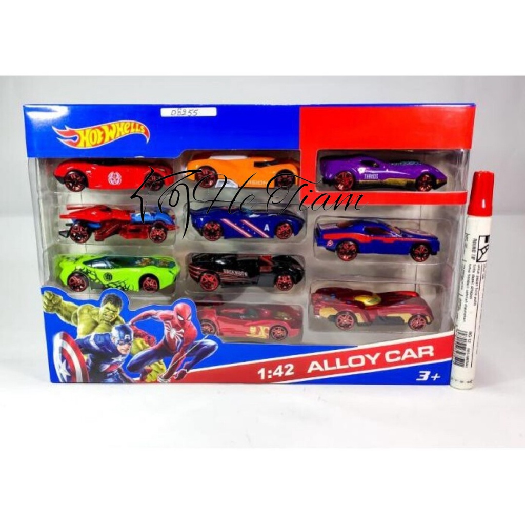 Mainan Diecast Mobil Hot Wheels Karakter Avengers isi 10 PCS 08255