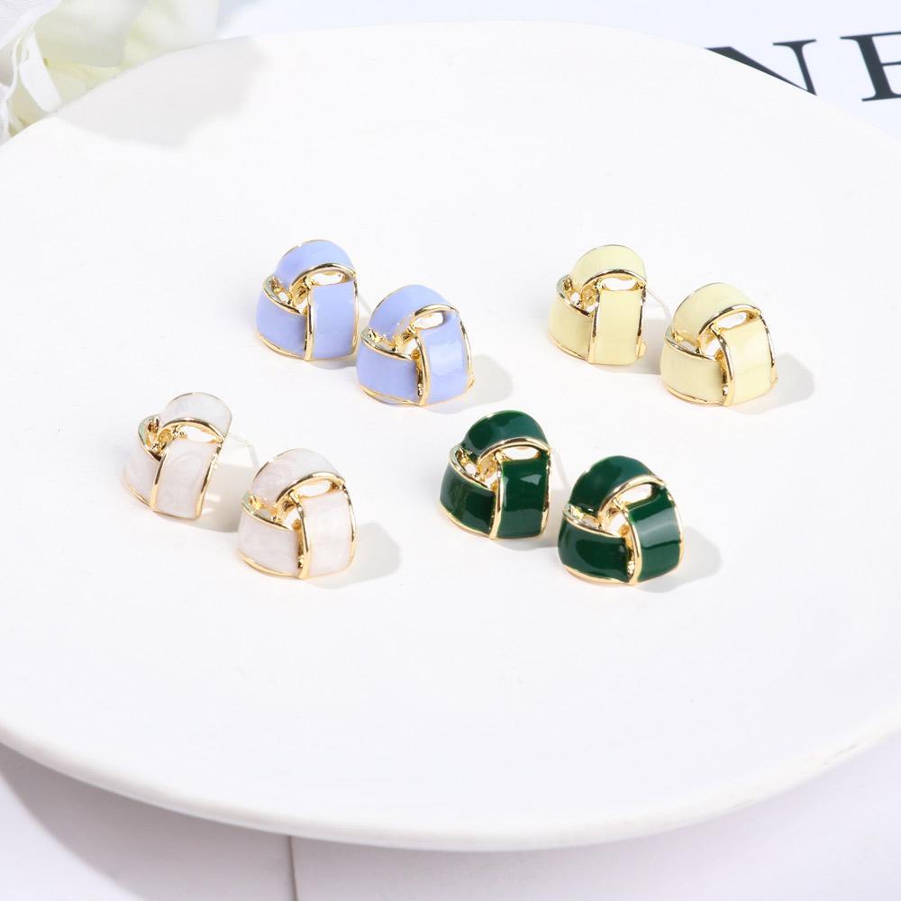 Preva Anting Bunga Musim Semi Mode Hijau Putih Biru Temperamen Ornamen Ear Studs