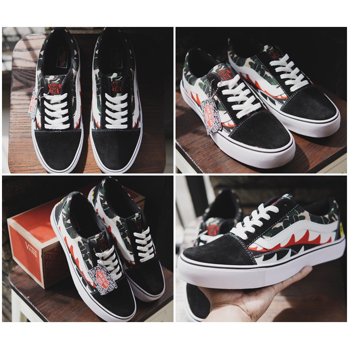 SEPATU CASUAL PRIA VANS OLDSKOOL MOTIF BAPE