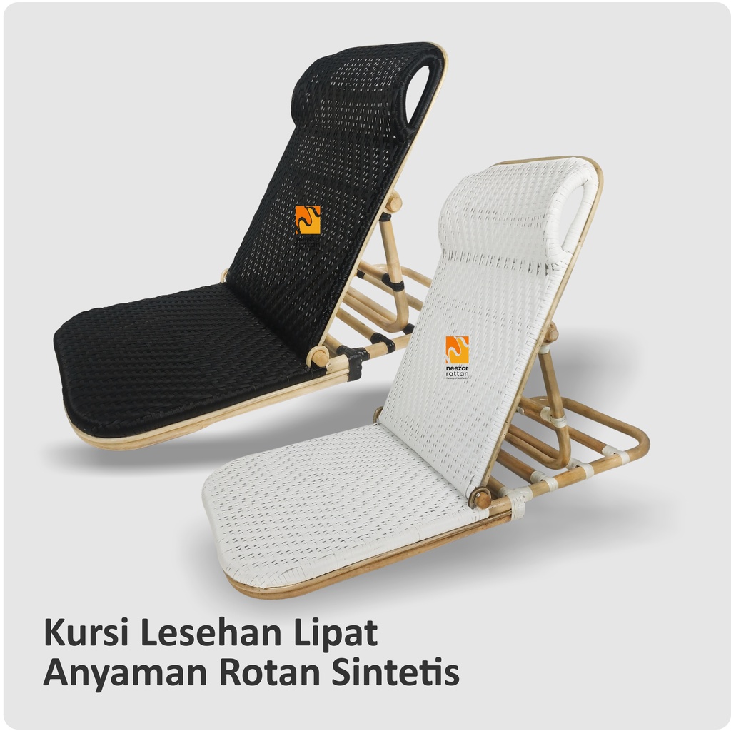 BEST SELLER Kursi Lesehan Lipat Lantai Santai Pantai Piknik Liburan Malas dari Rotan Sintertis