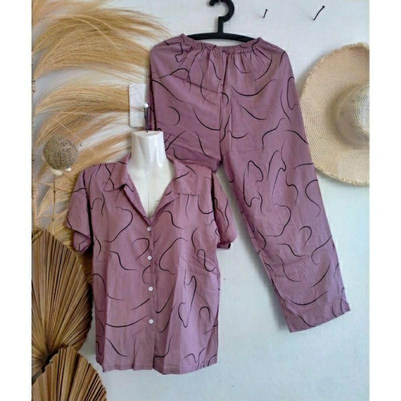 one set kerah motif cacing rayon bali