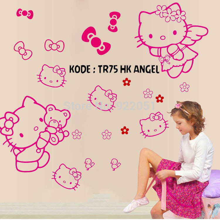 GD STIKER STICKER WALL SETIKER DINDING HELLO KITTY HK ANGEL WALLSTICKER WALLSTIKER DEKORASI TEMBOK HELO KITY PINK DECOR RUANG KAMAR TIDUR ANAK ANAK CEWEK PEREMPUAN KARTUN LUCU KEKINIAN WALLPAPER WALPAPER WELPEPER PAPER WALSTICKER HELLO K