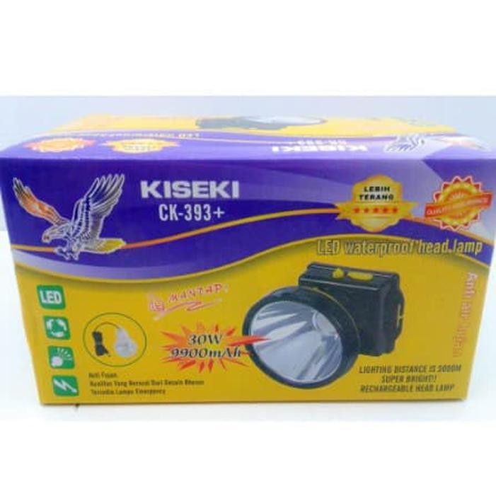 Jual  New Senter Kepala Kiseki CK 393 30 Watt putih Headlamp bonus Lampu Original Murah