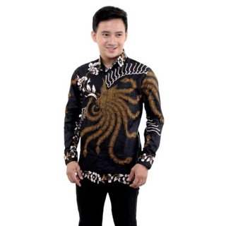 Kemeja Batik Pria Modern Lengan Panjang Casual Modis Slim Fit Trendy Masa Kini OL 162