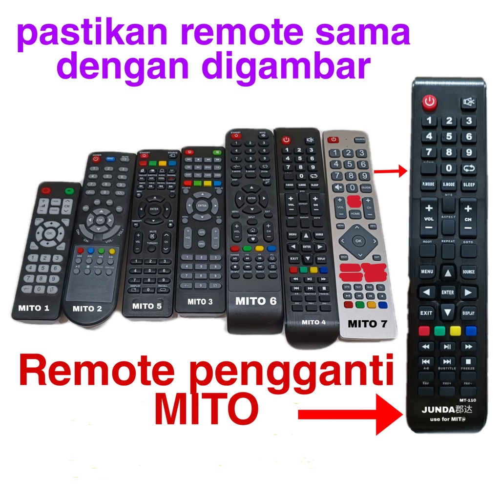 REMOTE REMOT LED TV CINA JUNDA MT-111 COCOK DI MITO ICHIKO LED SMART TV