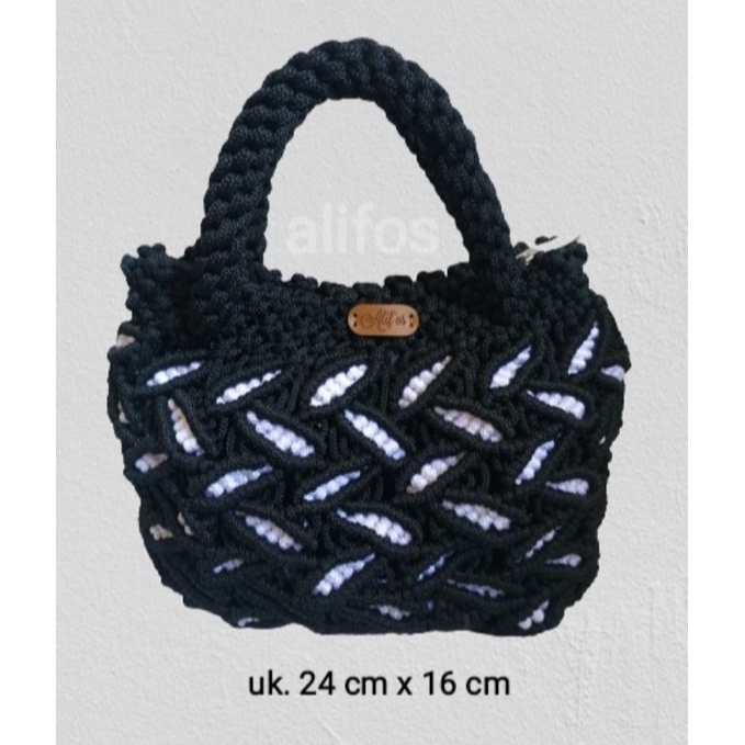 Tas Rajut Tali kur motif daun / Tas wanita / tas jinjing kecil / Termurah