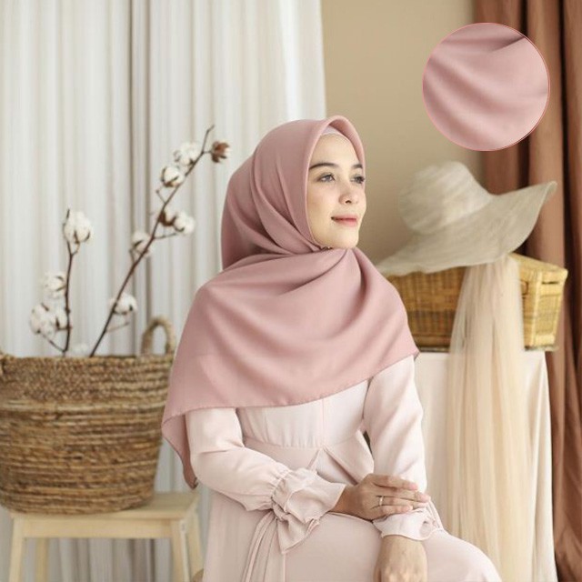 Hijab Segiempat Polycotton 115 x 115 Warna Part 1 Bella Square-MOCCA