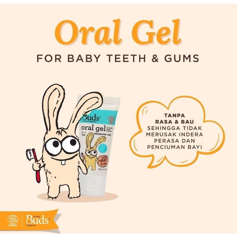 Buds Organics Oral Gel For Baby Tooth &amp; Gum Usia 0-1 Tahun/Pasta Gigi